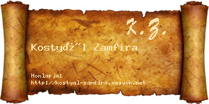 Kostyál Zamfira névjegykártya